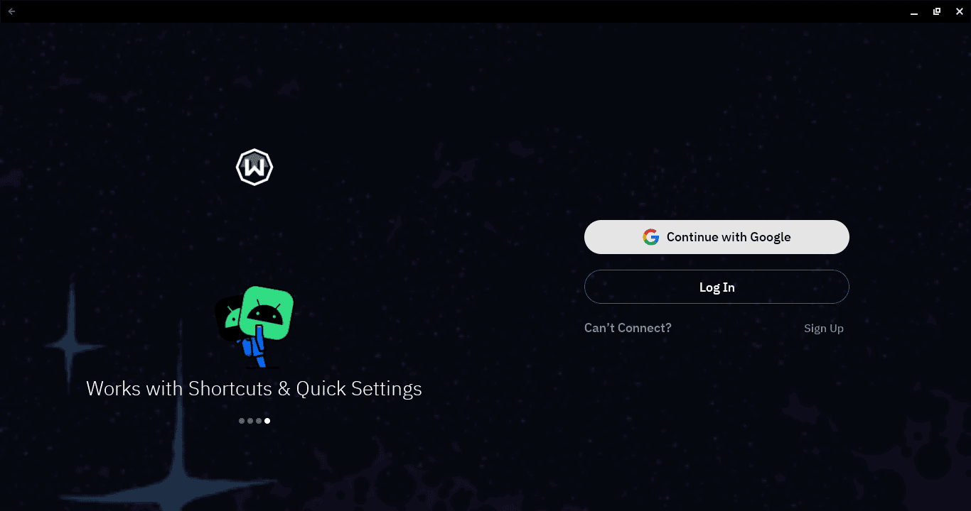 Экран входа в Windscribe на Chromebook