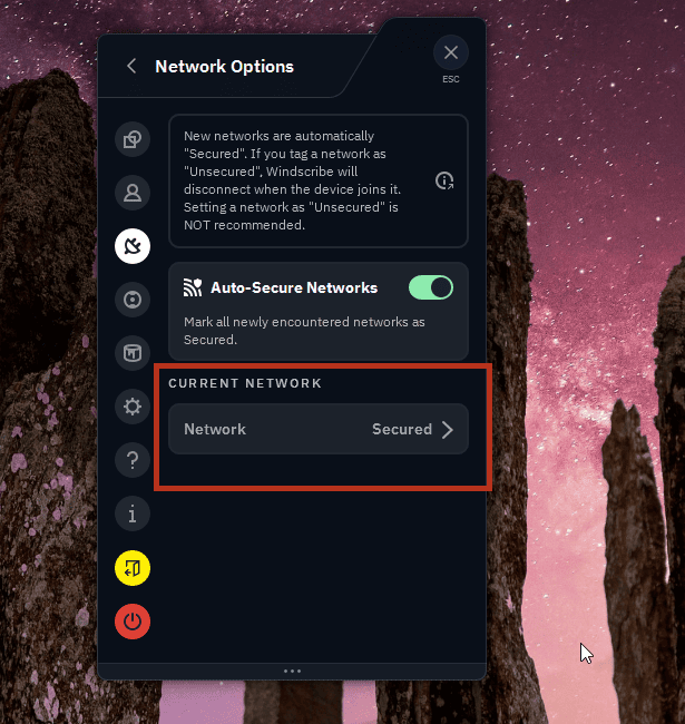 Select your current network