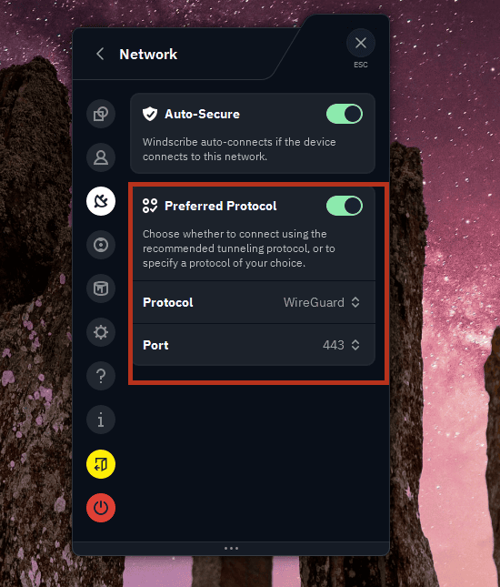 Set Preferred Protocol to WireGuard