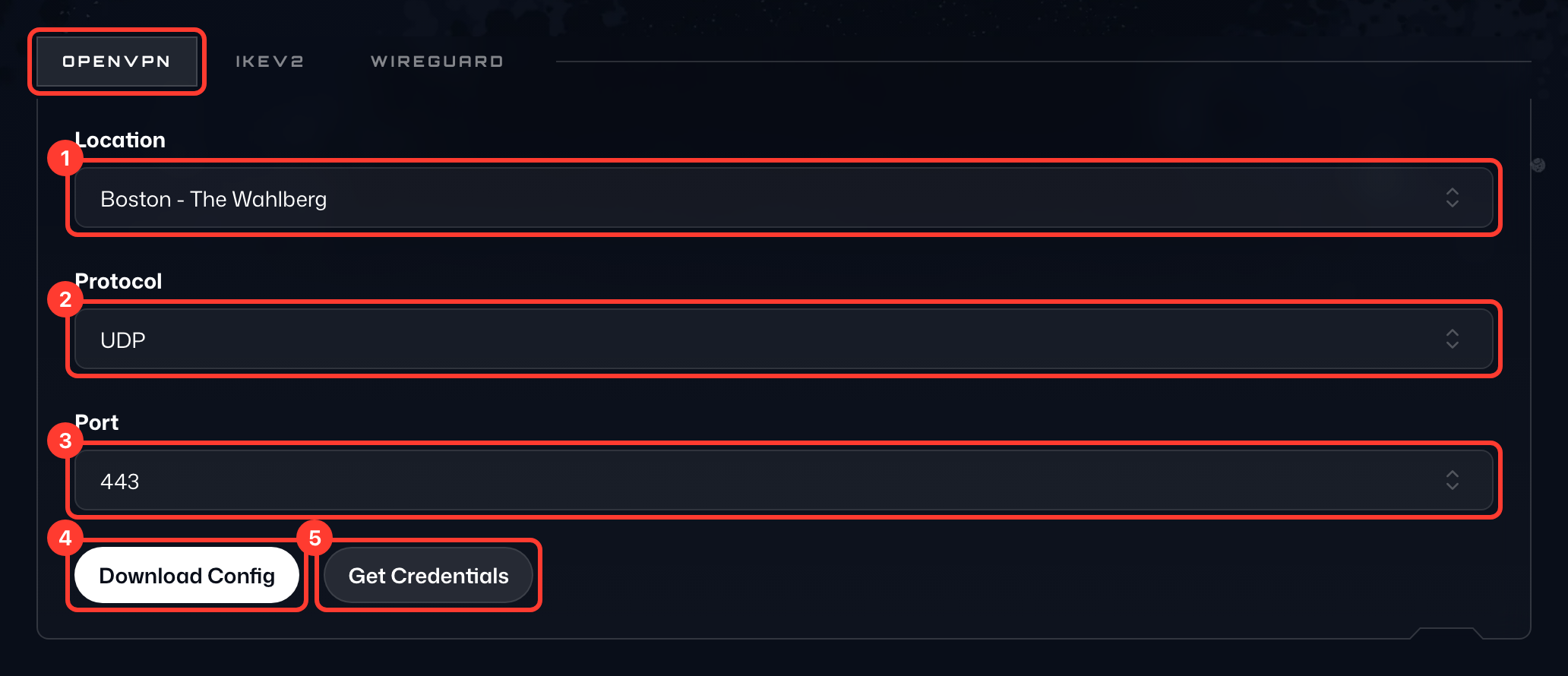 Pestaña OpenVPN del Generador de configuraciones
