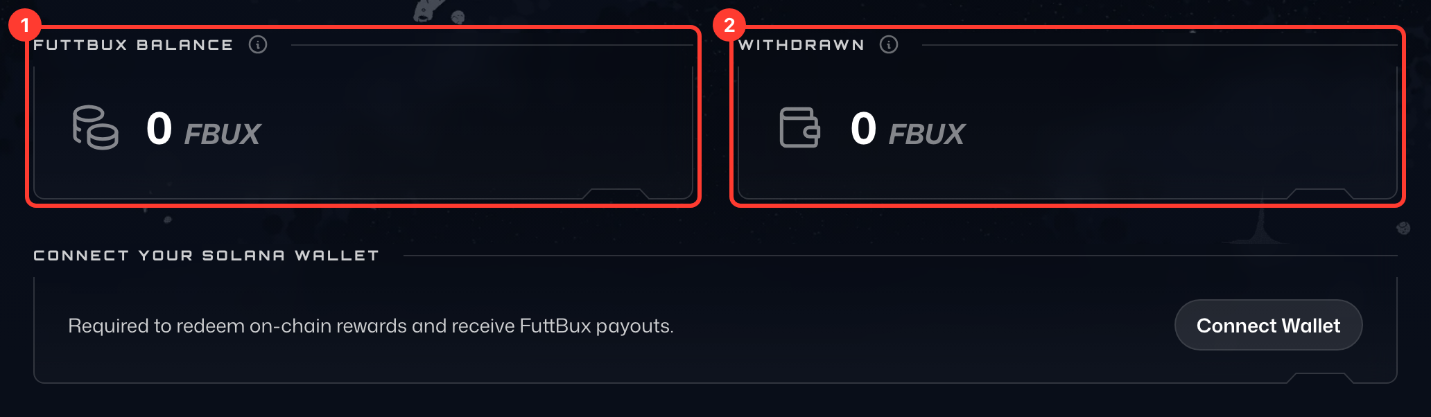 Tarjetas Saldo de FuttBux y Retirado